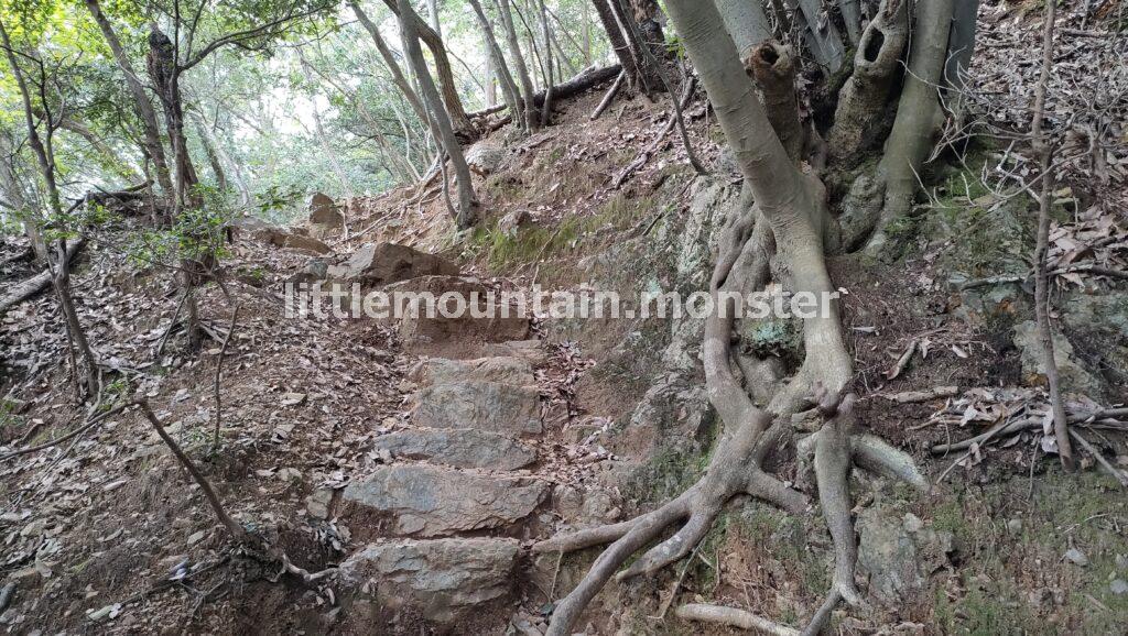 一の鳥居から【男坂】で二の鳥居：金刀比羅（ことひら）神社を目指す