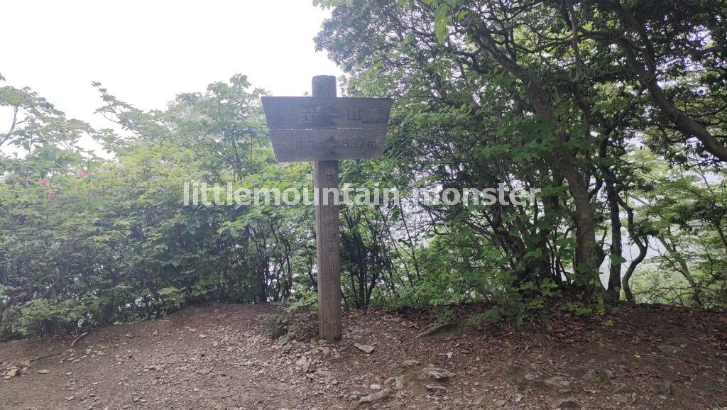笠山の頂上はふたつ！笠山神社にも頂上碑があるよ